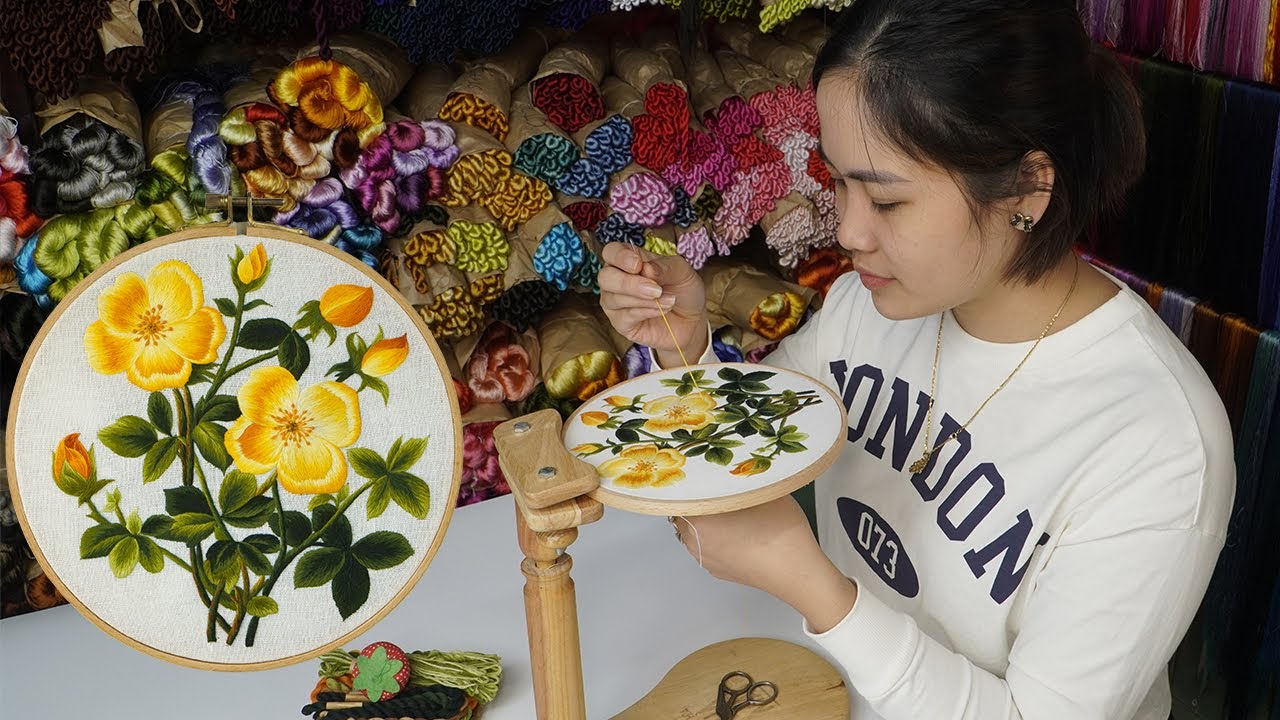 KIT226 Yellow Rose Hand Embroidery - Step by Step from Design to Finished (for Beginners)