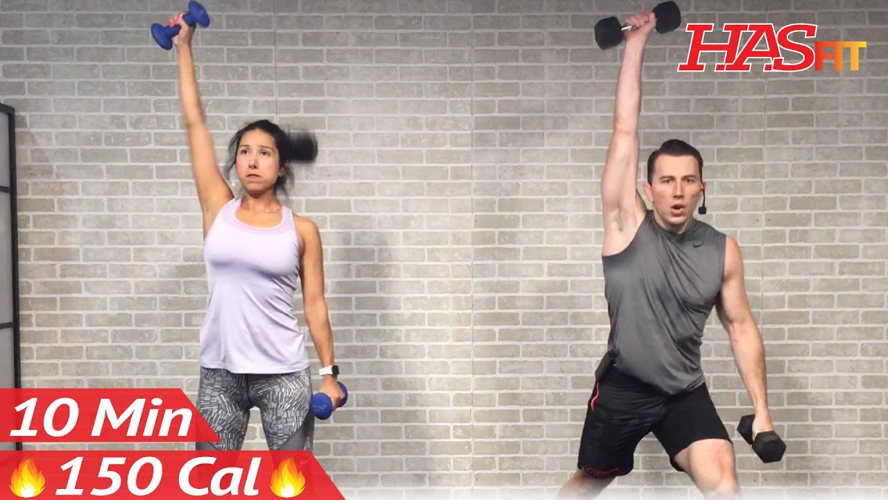 10 Minute Workout : HIIT Workout for Fat Loss & Strength Training Dumbbell Full Body Workout at Home