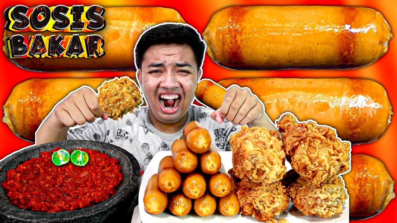 MUKBANG SOSIS BAKAR DAN AYAM CRISPY FRIED CHICKEN SAMBAL PEDAS | ASMR SOSIS