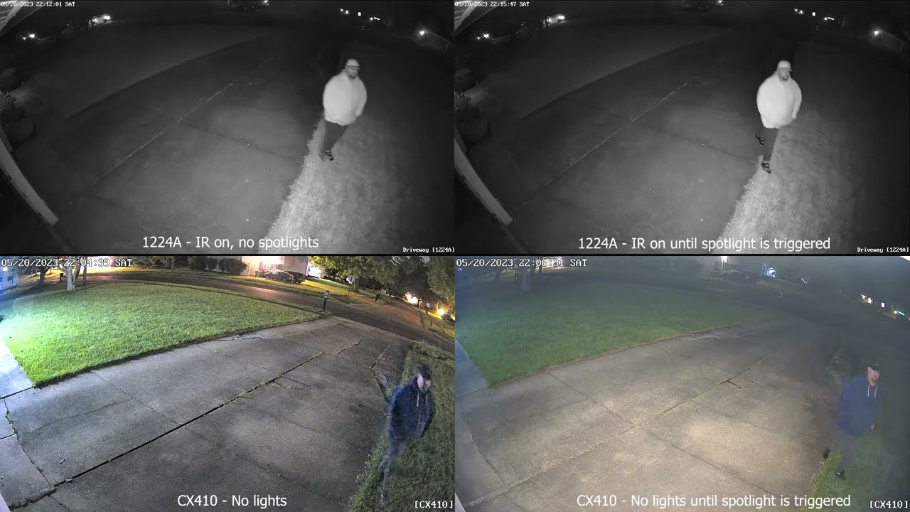 Reolink CX410 vs 1224A - 4-way comparison of person walking by