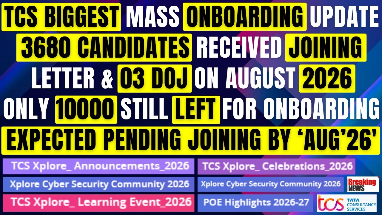3680 CANDIDATES RECEIVED TCS JOINING LETTER & DOJ IN AUG'26 | REMAINING 10000 JOINING BY AUGUST 2026
