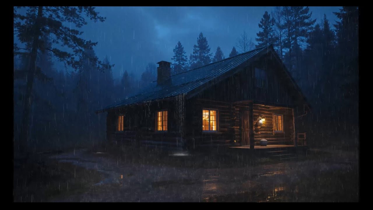 Fall Asleep Instantly to Heavy Rain & Thunder in a Deep Pine Forest 🌲 Cozy Cabin Ambience for Sleep