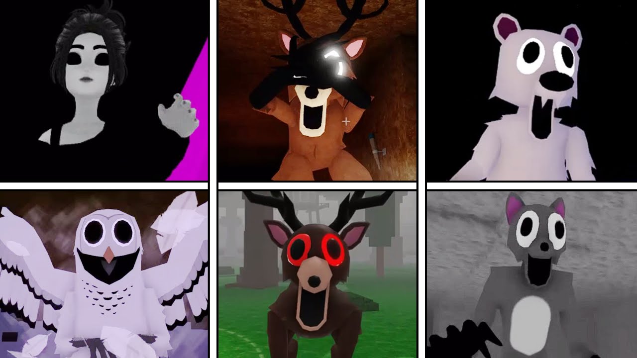 99 Nights in the Forest - OWL vs DEER vs ZOMBIE GIRL vs ESCAPE vs BEAR vs CAVE | JUMPSCARES