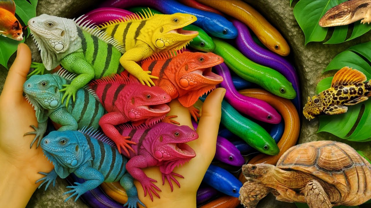 Catch beautiful aquarium fish in small pond: baby turtles, Iguana, Oscar fish, catfish, Frogs, Shark