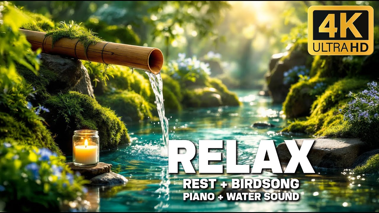 Bamboo Nature Water Sounds 🌿 Healing Music to Calm the Mind, Reduce Stress and Relax