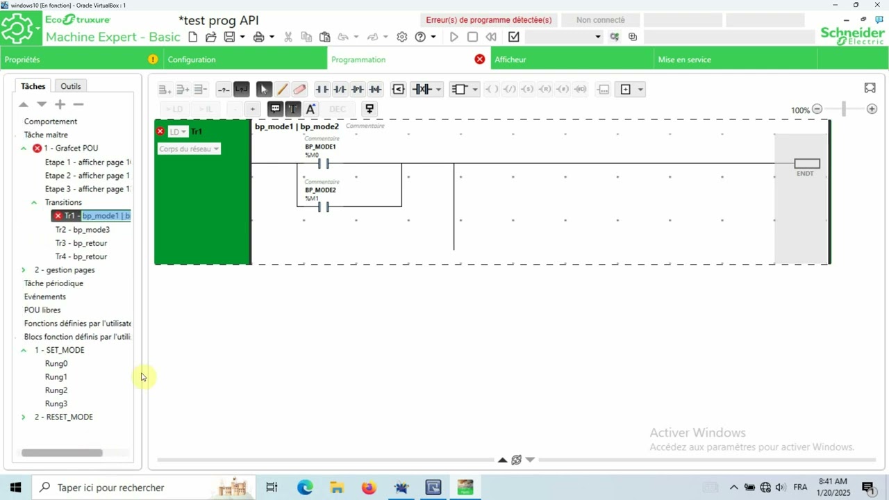 exemple d'utilisation de blocs fonctions dans API M221.
