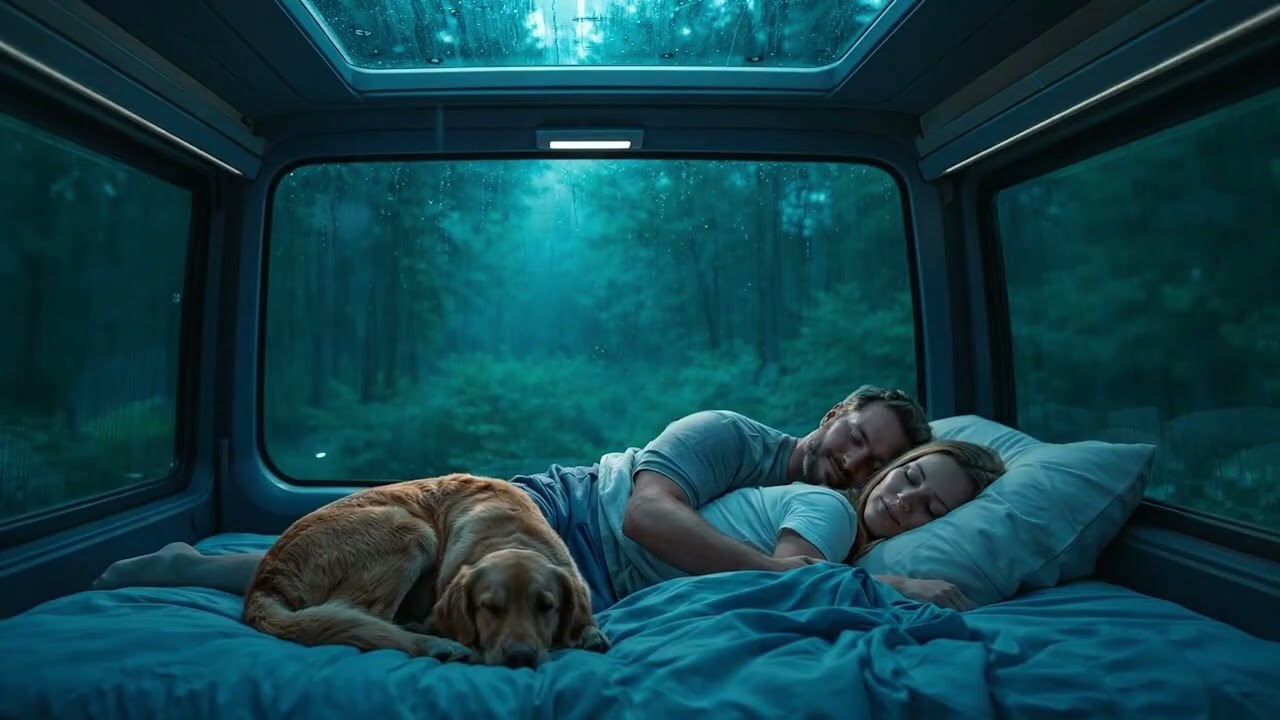 Cozy Car Rain at Night 🌙 Gentle Thunder for Safe, Deep Sleep