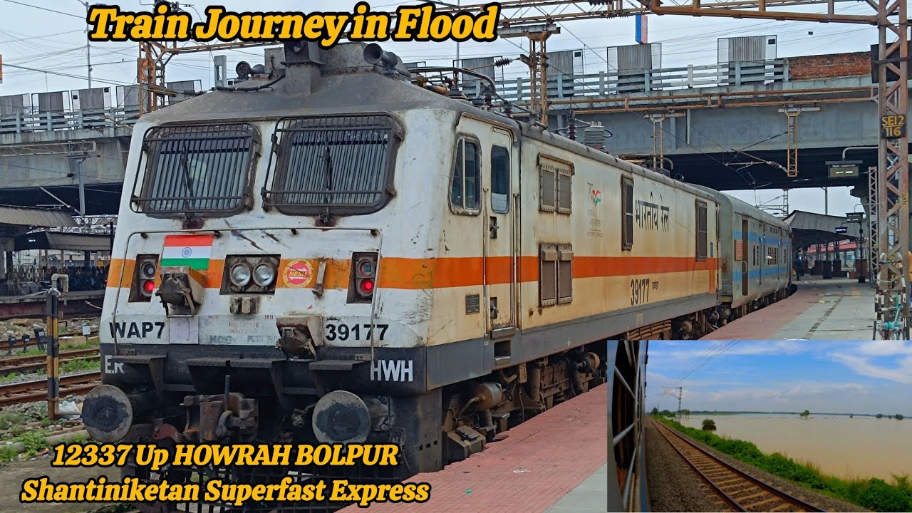 Train Journey in flood|Onboard 12337 Up HOWRAH BOLPUR Shantiniketan Superfast Express
