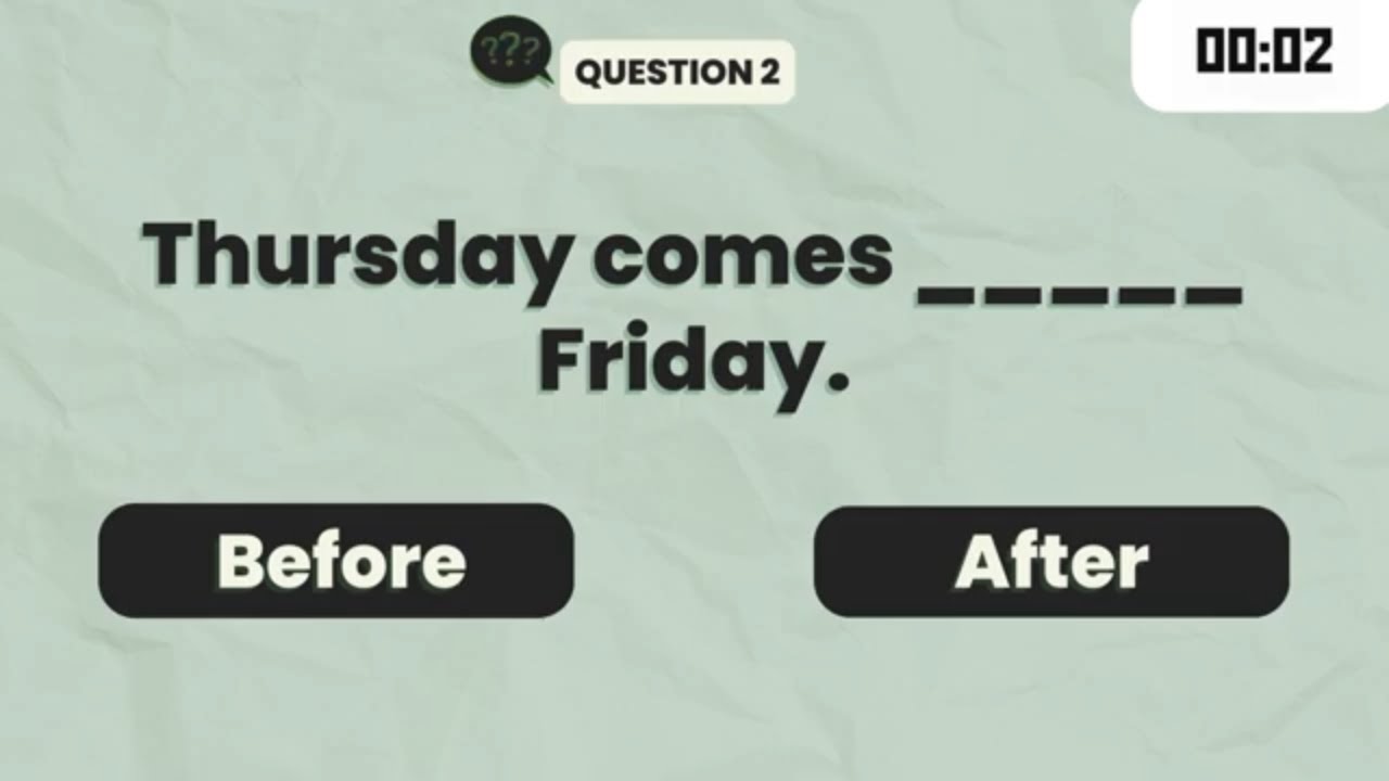 AFTER/BEFORE QUIZ CHALLENGE! LEARN ENGLISH GRAMMAR #school