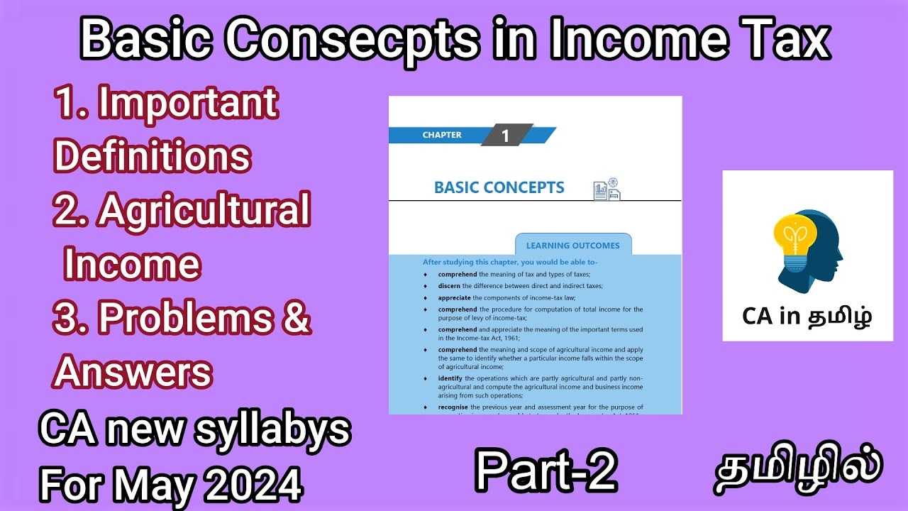 Basic concepts in chapter 2 in ca inter Income Tax new syllabys in tamil Part 2