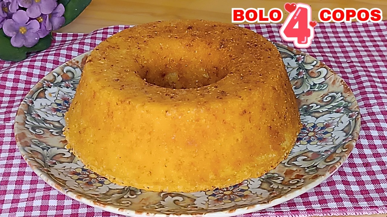 BOLO 4 COPOS SEM FARINHA DE TRIGO - DERRETE NA BOCA - FOFO E ÚMIDO!