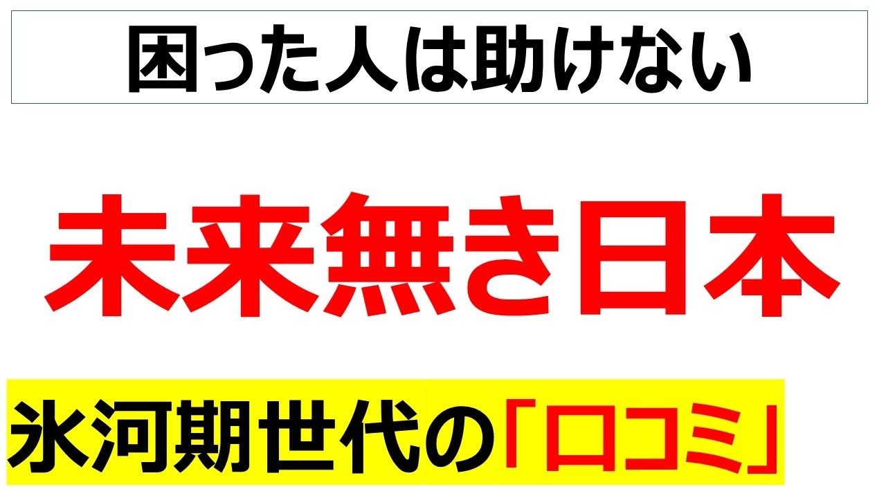 国力は人なのにそれを使い潰した末路・・・未来なき日本を嘆く氷河期世代の口コミを20件紹介します