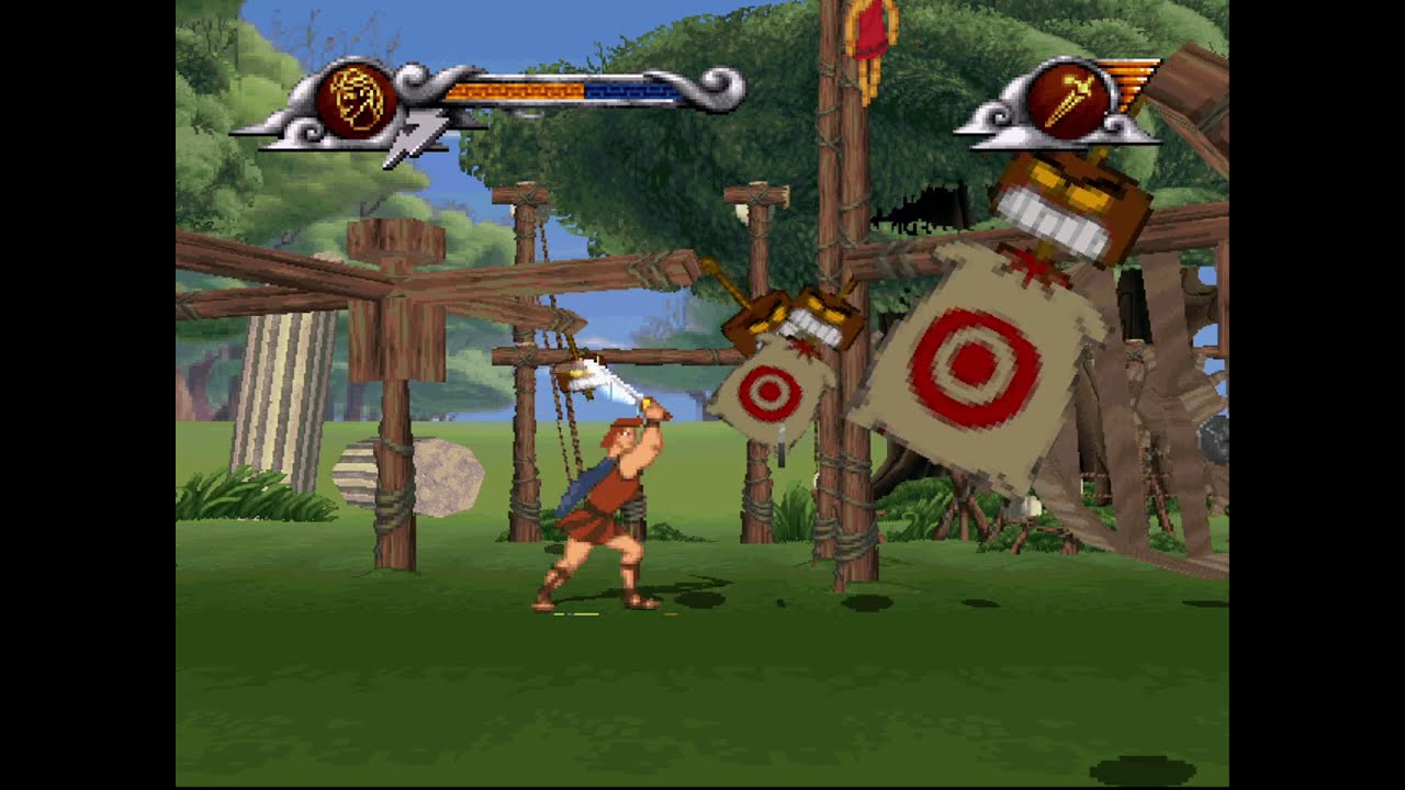 Herkules Action PS1 spil træningsbane og menu på dansk