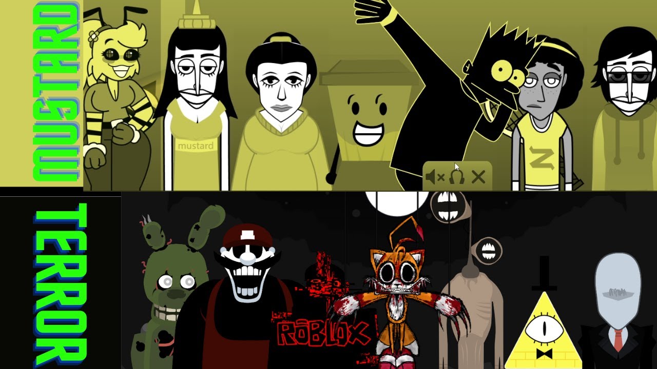 Sprunki mustard vs Roblox terror characters and Poppyplay time