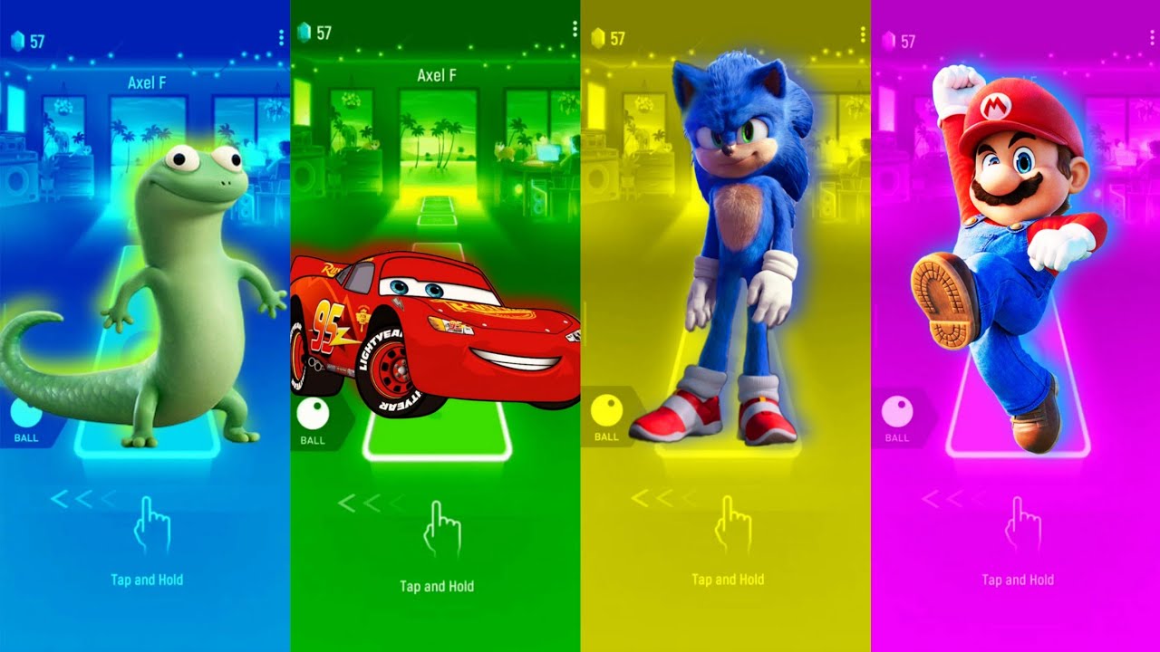 Tom Lizard 🦎  🆚 McQueen 🆚 Sonic 🆚 Mario 🪩 Tiles Hop Edm Rush 