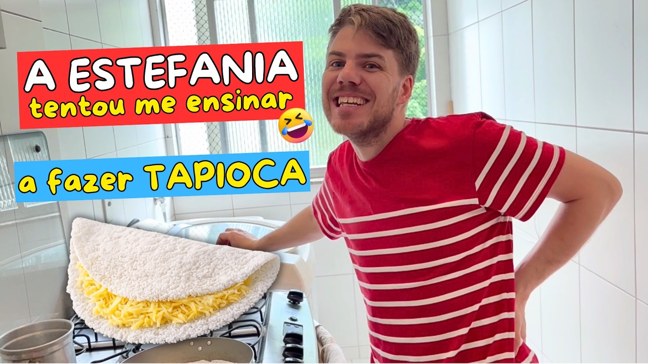 A Estefania tentou me ensinar a fazer tapioca!