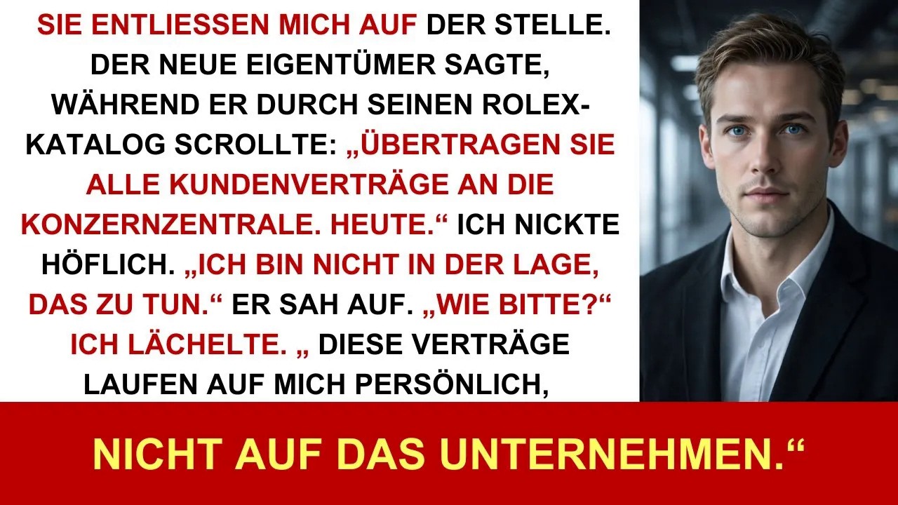 Sie feuerten mich und verlangten die Kundenverträge – ich sagte： Sie gehören mir