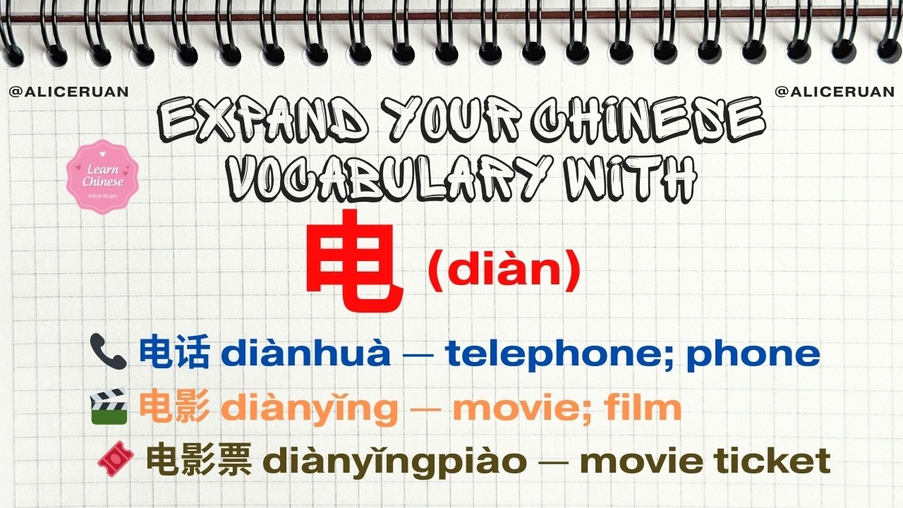 Expand Your Chinese Vocabulary with 电 (diàn) ⚡ | Daily Vocabulary | Alice Ruan