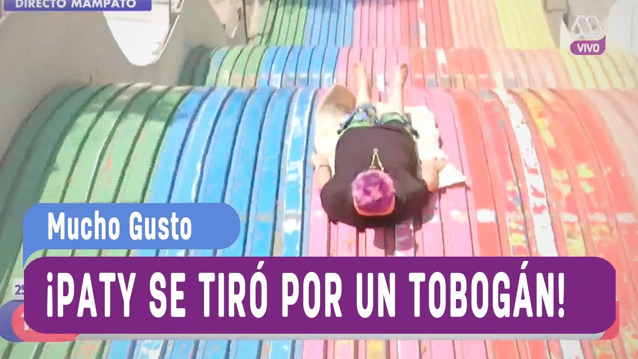 ¡Paty Maldonado se tiró por un tobogán! - Mucho gusto 2017