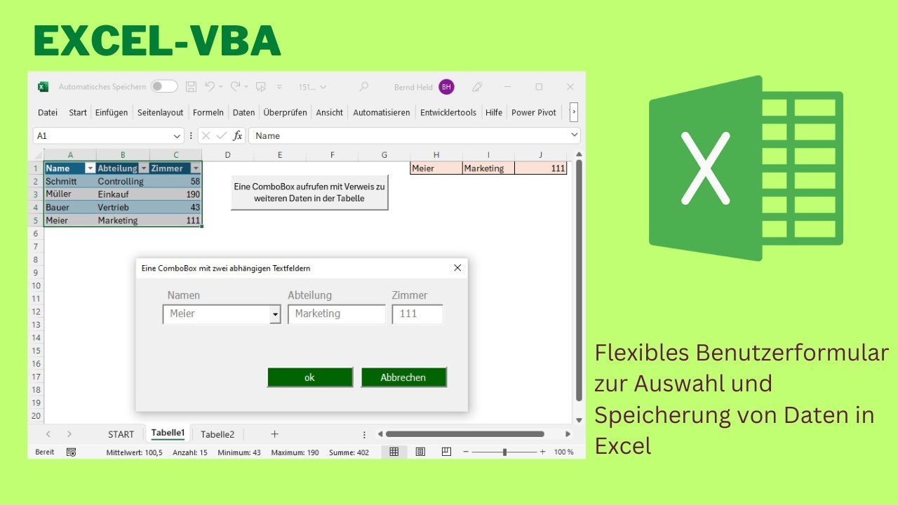Video 369: Daten erfassen und suchen mit einer UserForm in Excel-VBA
