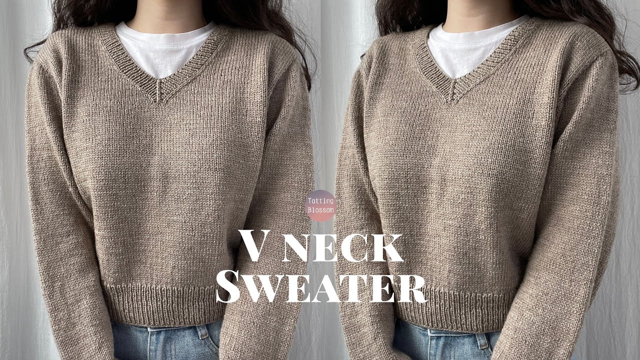 DIY 대바늘 브이넥 셋인슬리브 스웨터 Knit V-neck set in sleeve sweater tutorial