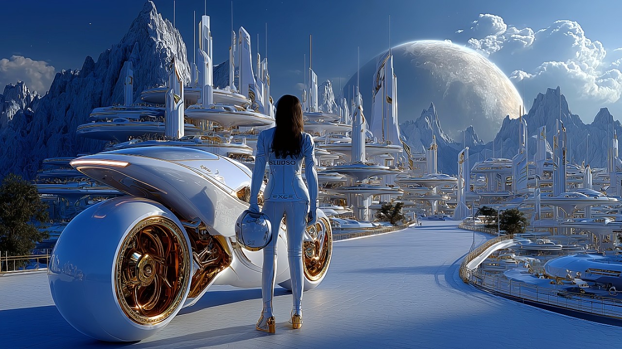 Golden Future City Ambience (1 Hour+) | Peaceful Sci-Fi Soundscape for Focus & Sleep | 4K