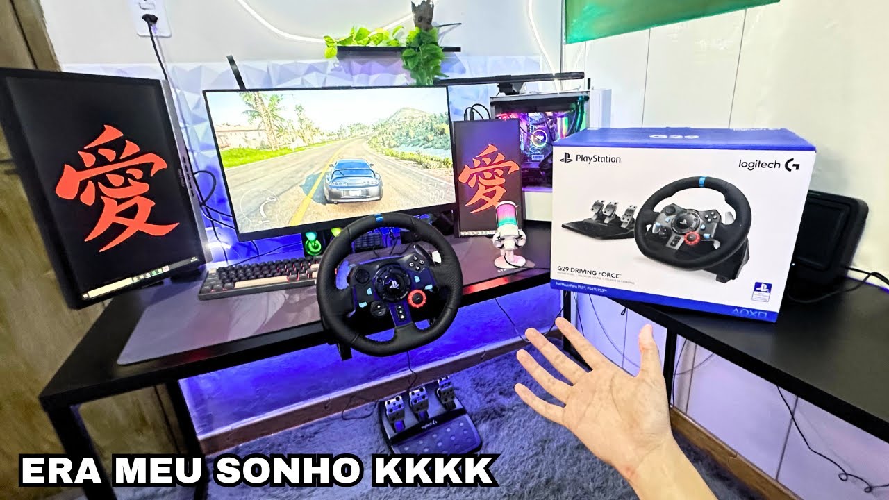 TUNANDO MEU SETUP COM UM *VOLANTE* KKKK (Logitech g29)