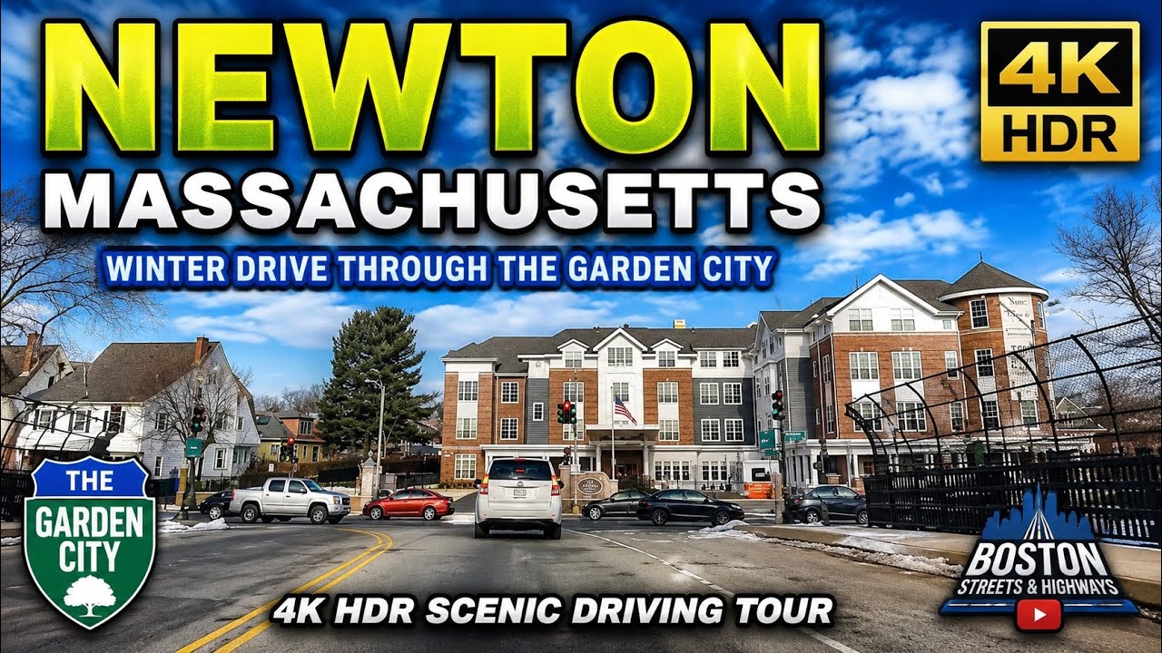 🚖 Newton Massachusetts | 4K Scenic Driving Tour -2/12/22