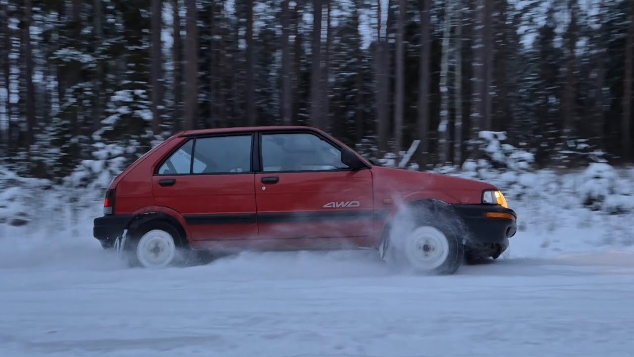 1989 Subaru Justy 1.0 GL 4WD - Snow Test Drive