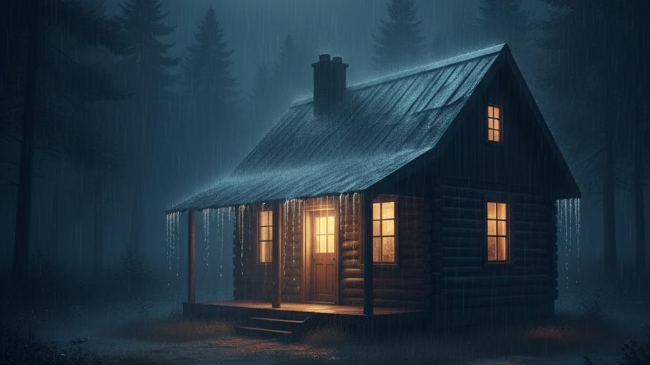 Dark Rainy Night in a Cozy Cabin 🌧️ | Forest Rain Sounds for Deep Sleep & Relaxation