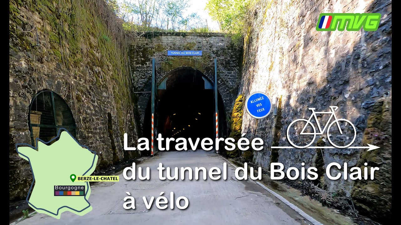 La traversée du tunnel du Bois Clair à vélo (Voie Verte n°1 Macon-CHalon / Saône-et-Loire)