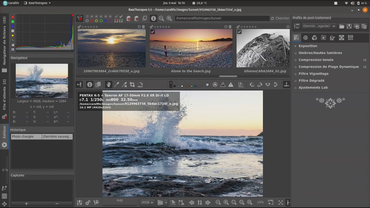Tuto Rawtherapee N° 2: Découverte de l'interface et premières opérations de base