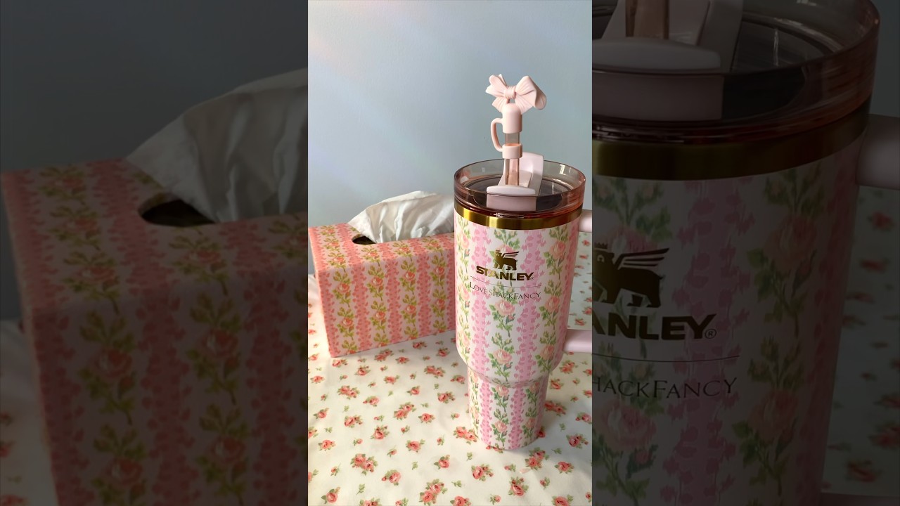 Making Crafts to match my 🎀LoveShackFancy Stanley 🎀 #stanleytumbler #aesthetic #crafts