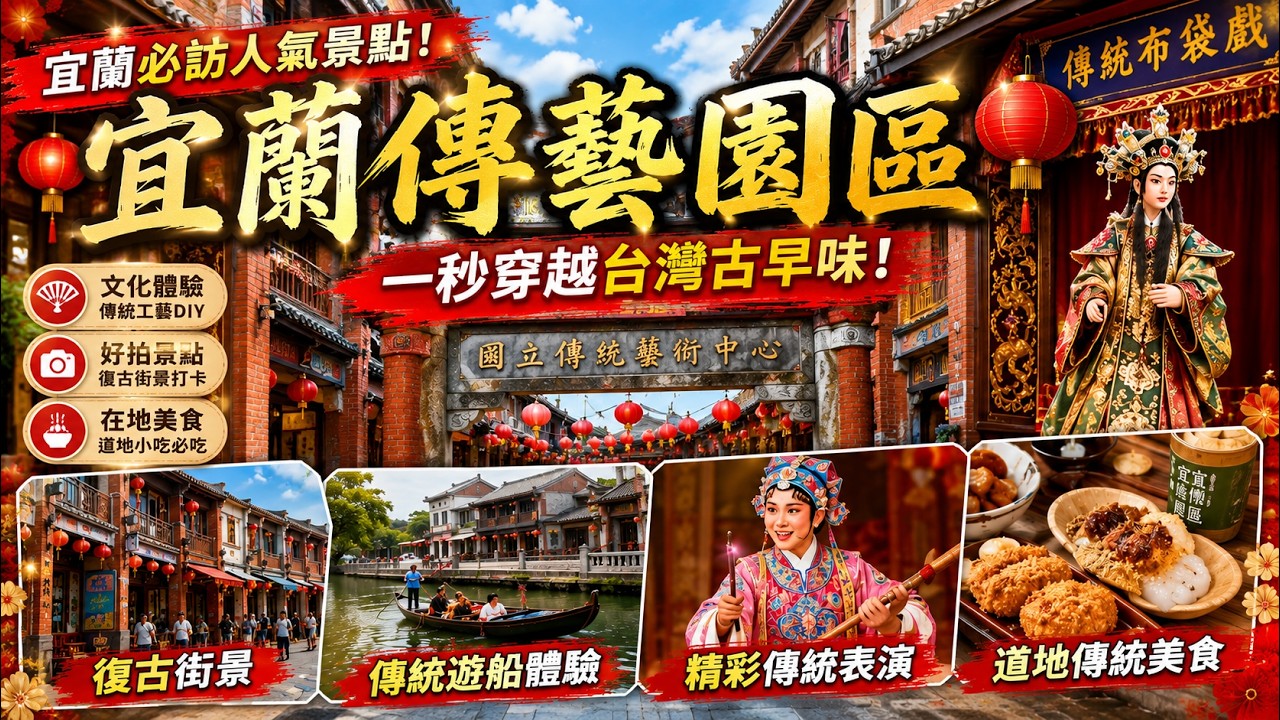 我找到了全台最有故事的地方！1日玩遍宜蘭傳藝園區！必看必拍景點全攻略！這裡是活著的台灣文化！從紙傘到布袋戲：在宜蘭傳藝園區遇見台灣文化魂