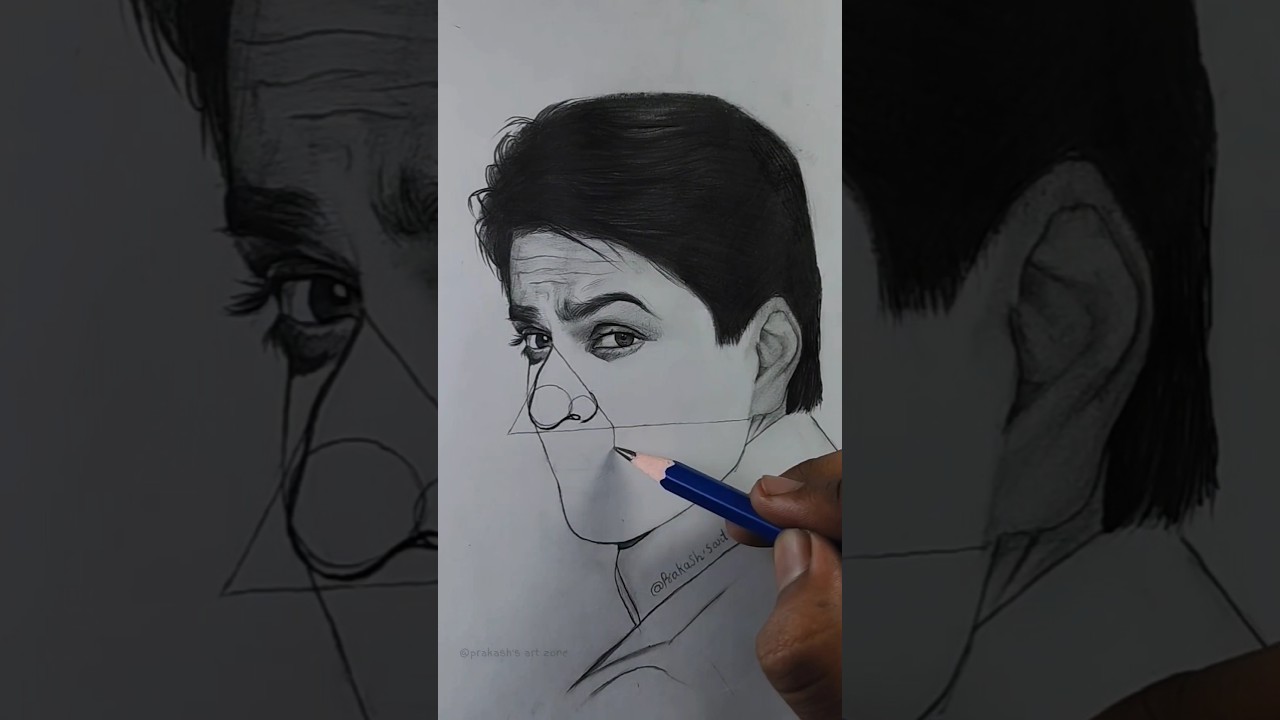 Face drawing hack ❤️🥰✍️ #art #draw #drawing #artist #paint #shorts #satisfying #srk #bollywood