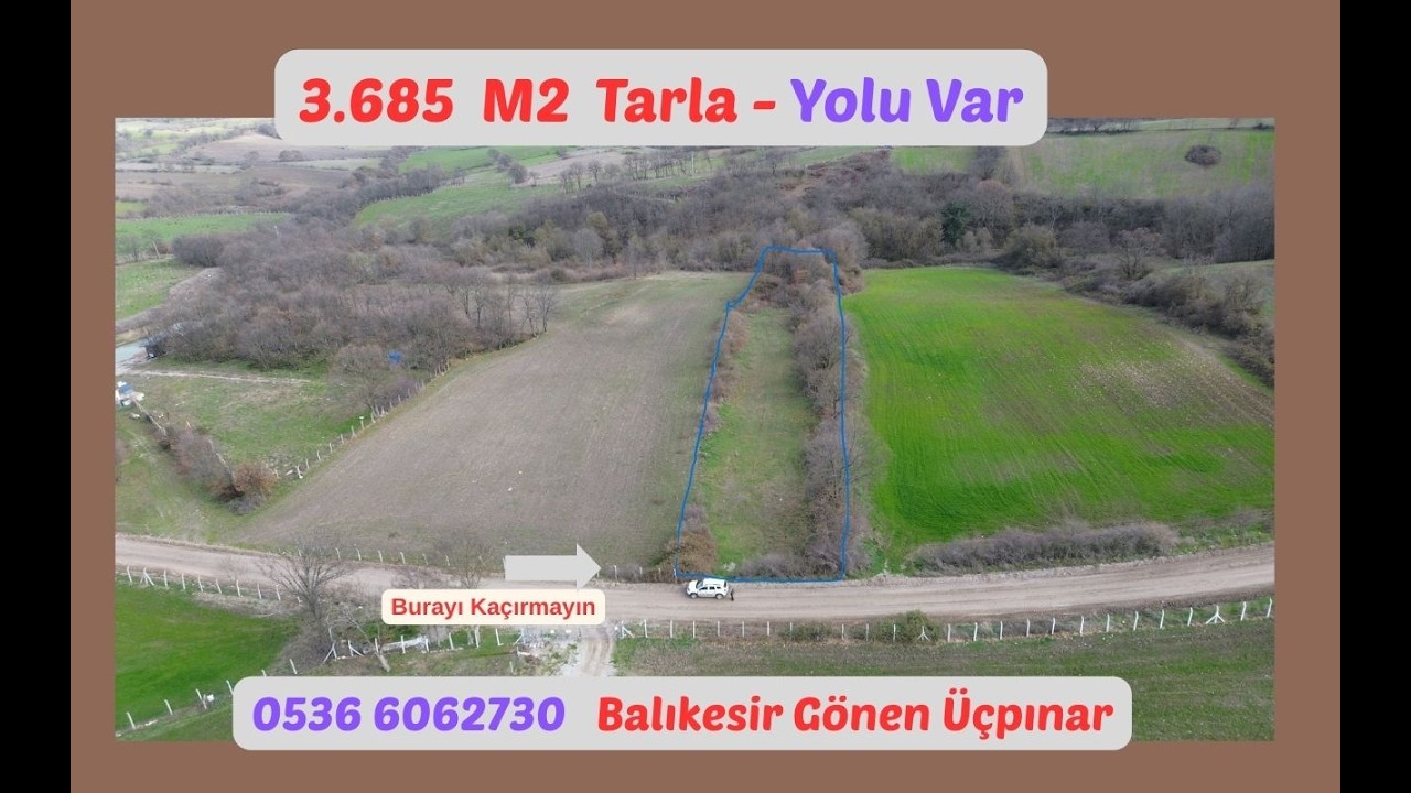 3.685 m2 Tarla Balıkesir Gönen Üçpınar 131-36.  1.200.000
