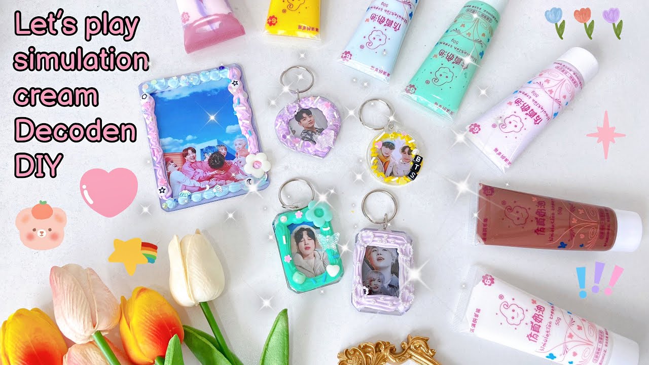 Let’s play simulation cream with me 🎀 Decoden DIY 🎉 Decor Toploader and keyring 🧸