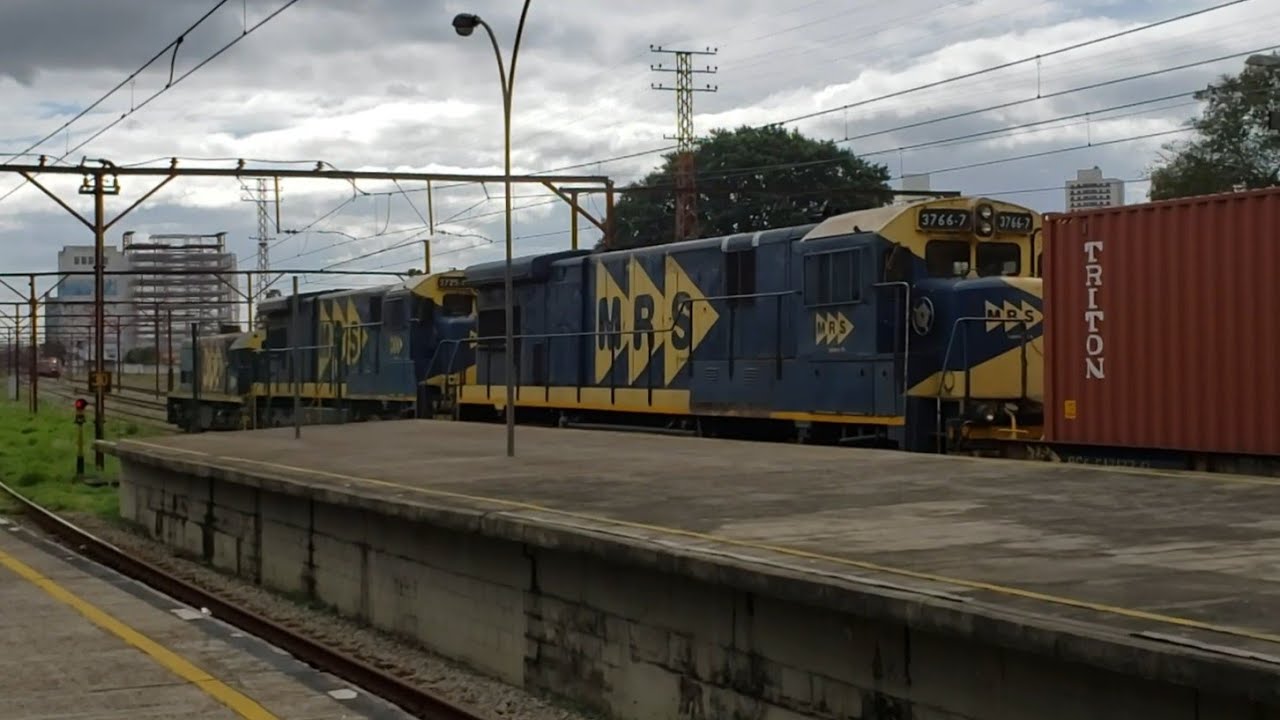 Trem Cargueiro (MRS) + TUE série 7500 (R512) na estação Prefeito Celso Daniel Santo André