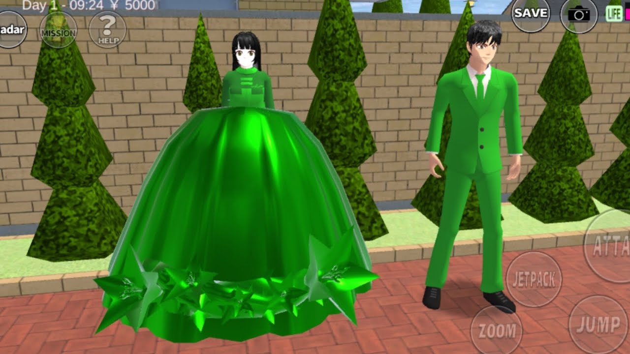 👑💚 Royal Stylish Green Dress Tutorial | Sakura School Simulator
