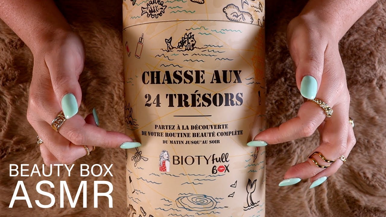 ASMR Treasure Hunt Beauty Box (🎧 soft spoken, tapping, tracing, swatching)