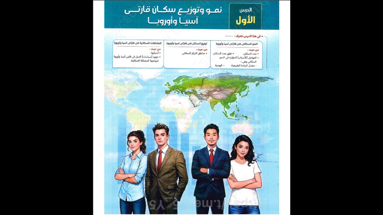 الصف الثانى الاعدادى الوحدة الاولى الدرس الاول نمو وتوزيع سكان قارتى اسيا واوروبا ترم تانى 2026