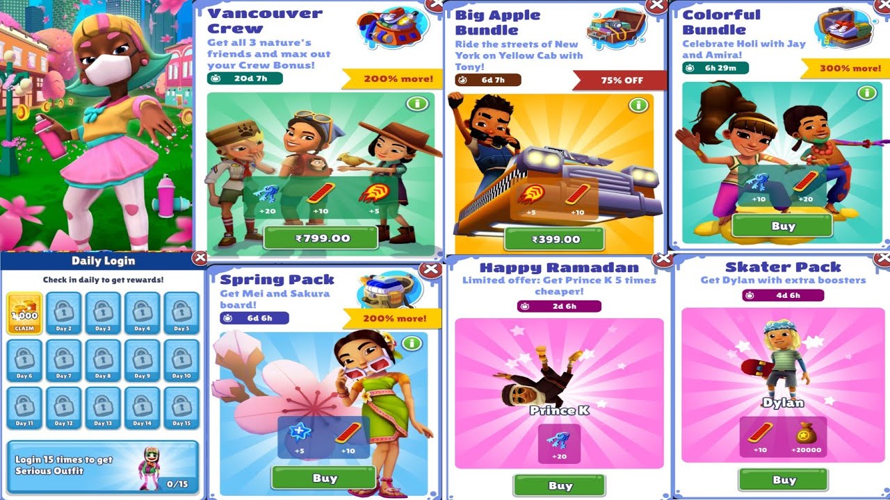 ALL UPCOMING BUNDLES OF SUBWAY SURFERS WORLD TOUR VANCOUVER 2022 BY TIME TRAVEL WITH THEIR DATES