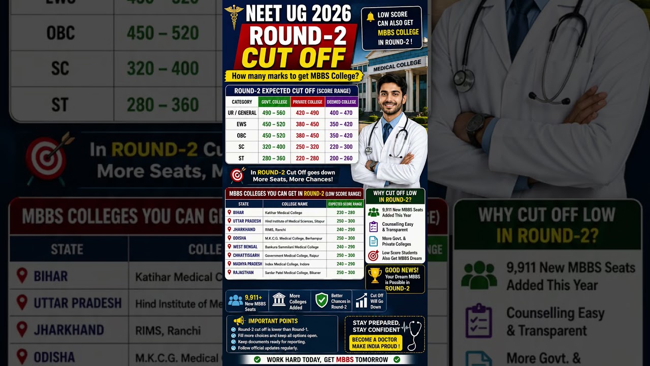 NEET UG 2026: проходной балл второго этапа 🔥 Проходные баллы по категориям для медицинских вузов ...