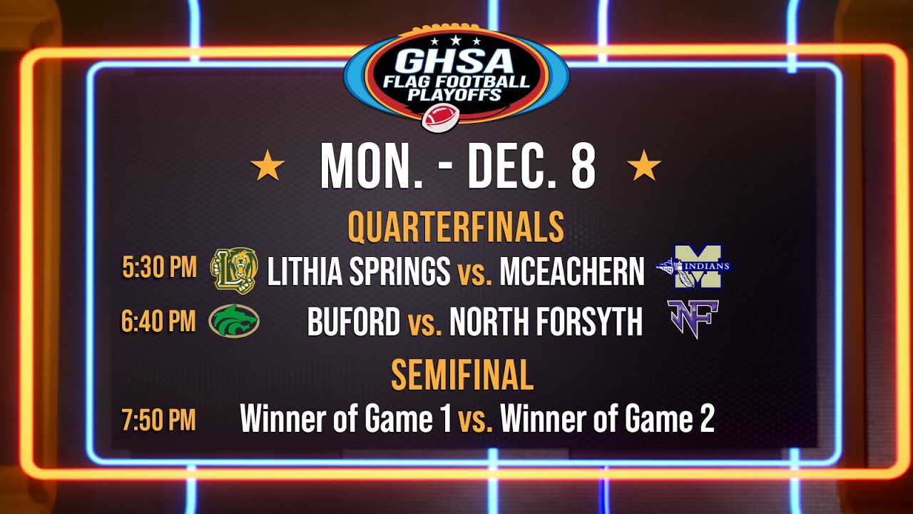 Lithia Springs vs. McEachern; Buford vs. North Forsyth | GHSA Flag Football: Quarters & Semi's