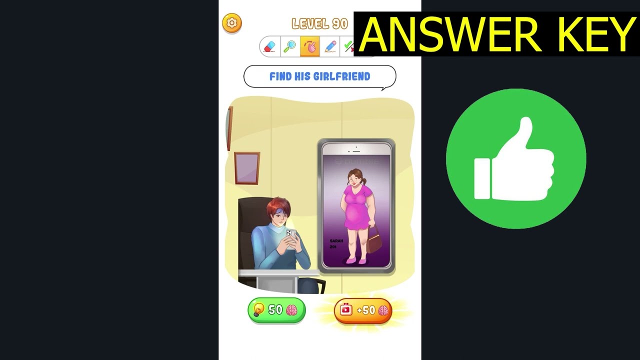 Tricky Quiz Brain Out Puzzle LEVEL 90 Find his girlfriend (ANSWER KEY) Gameplay Walkthrough