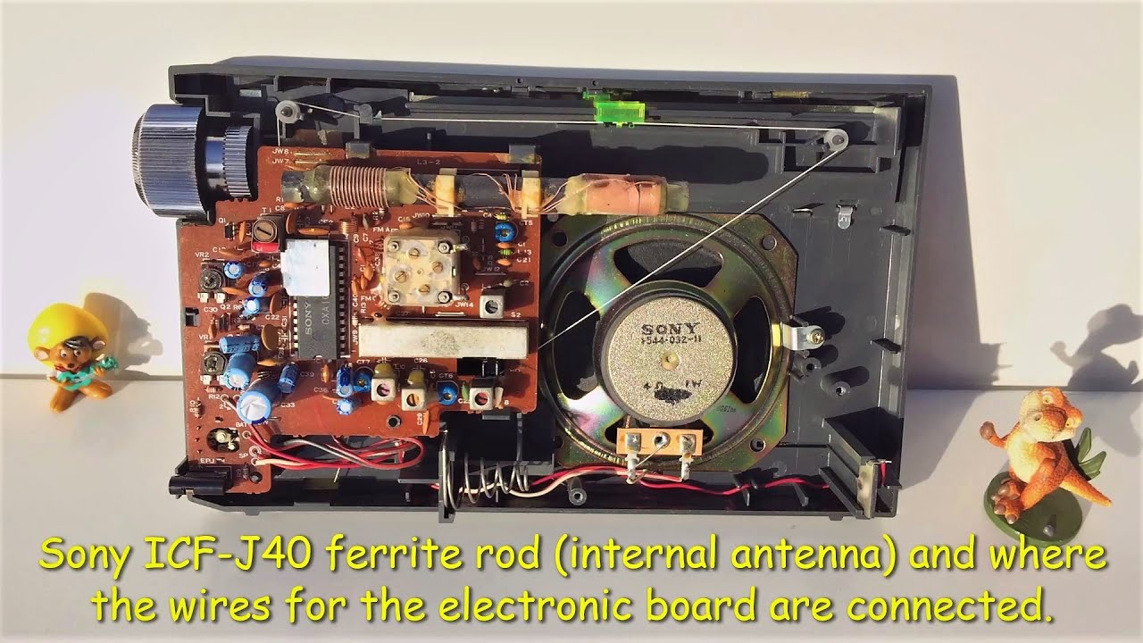 Sony Radio ICF-J40 Receiver Tansistor Ferrite Rod internal antenna and where the wires are connected