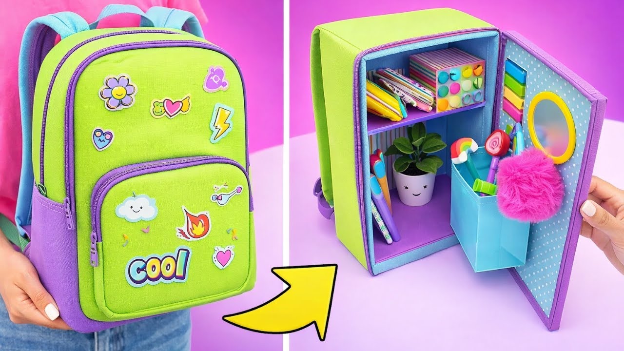 🎒 Крутые DIY-хаки для школы! Организация школьного шкафчика 🤩