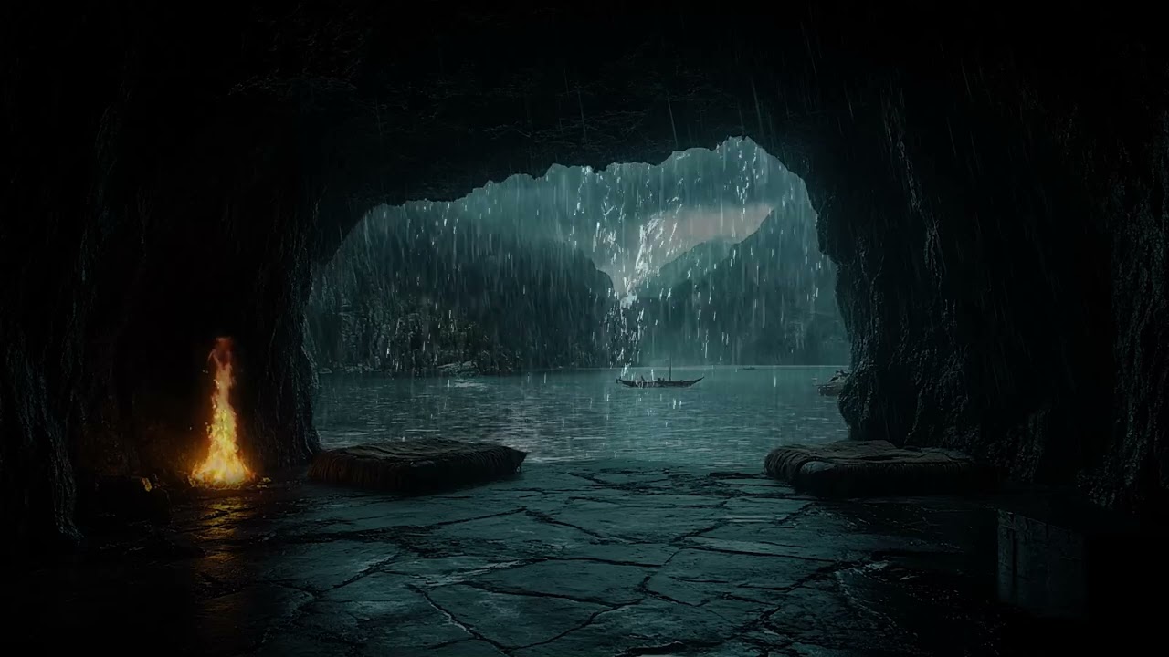 Haven of Serenity: Echoing Cave Rainfall Creating a Mystical Atmosphere for Relaxation Meditation