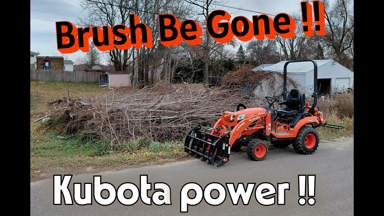 Little Orange Tractor, Gripping a Ripping on a big brush pile !!    BX23S