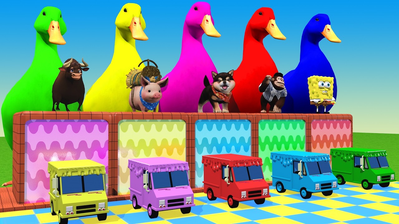 Long Slide Game With Cow Elephant Gorilla Hippopotamus Tiger 3d Animal Game Funny 3d Animals